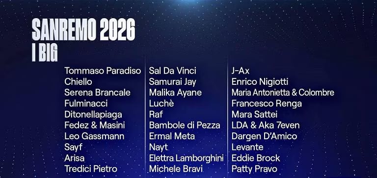I big di Sanremo 2026